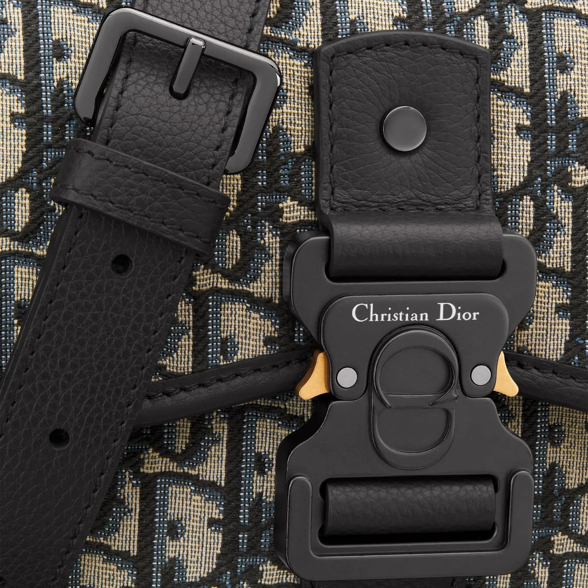 Detailed Strap View of dior oblique jacquard mini gallop beige bag with strap 1adpo033yky_h27e